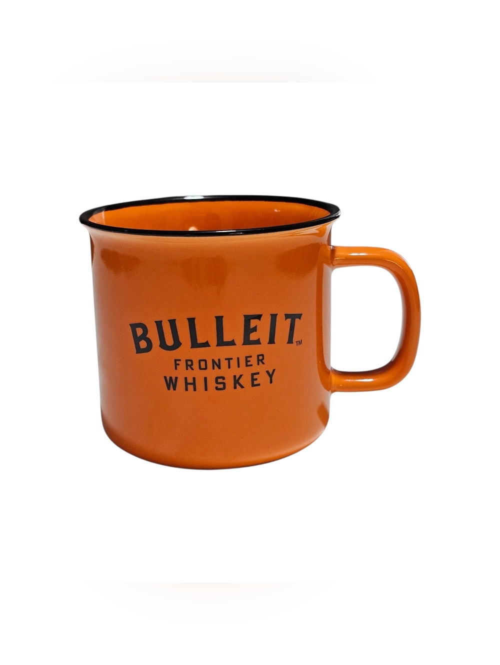 ​Bulleit Frontier Whiskey Orange Enamel Style Ceramic Coffee Mug Cup Collectible